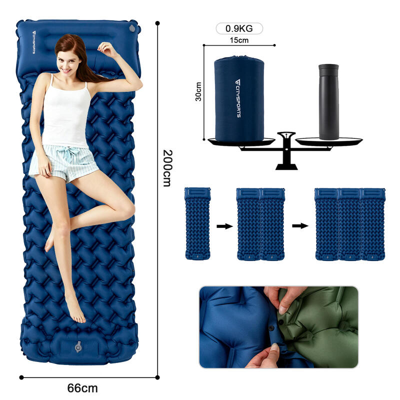 Saltea gonflabilă, saltea de camping, cu pompă de picior integrată