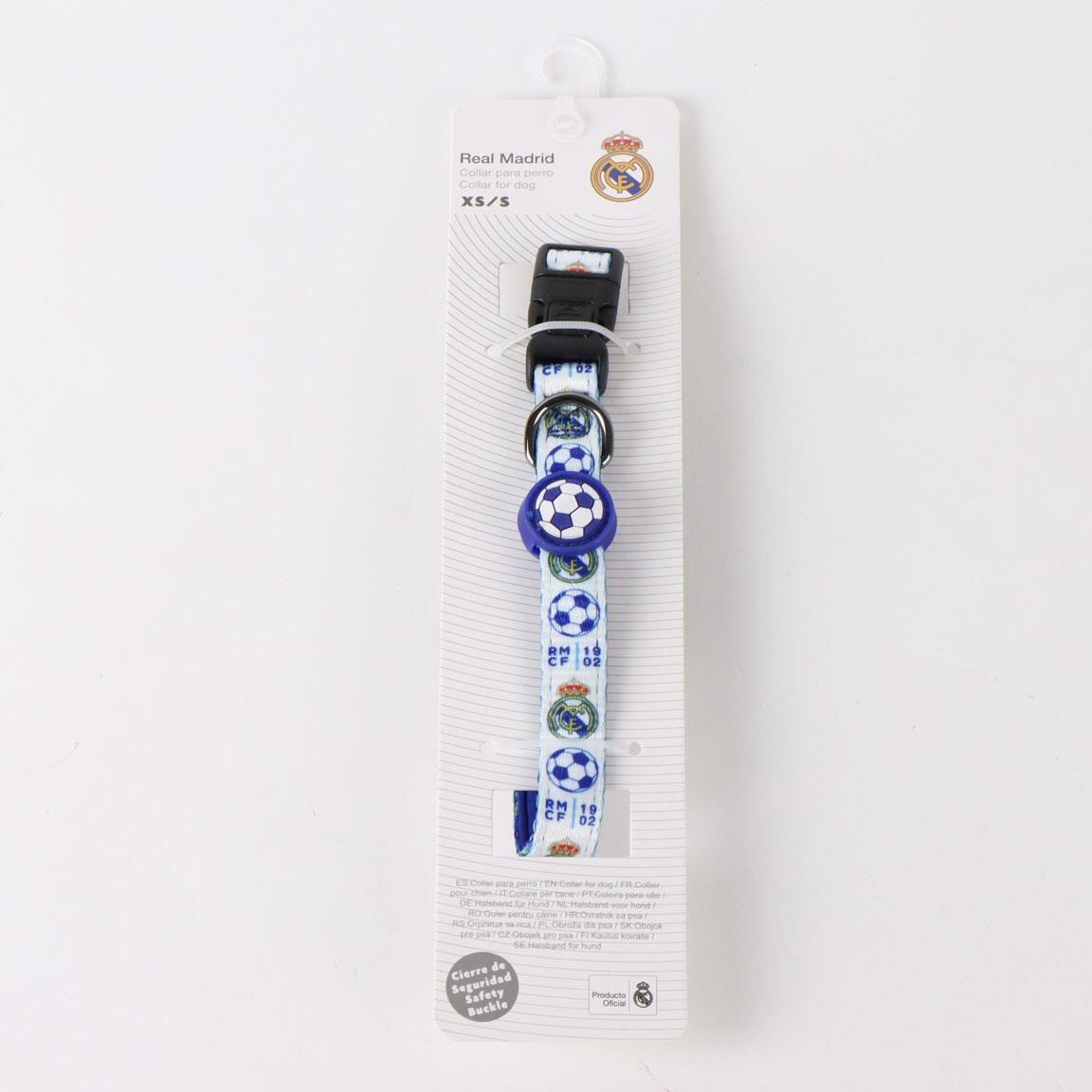 Collar para Perro Real Madrid Ajustable con Anilla Metálica Blanco y Azul 5/5