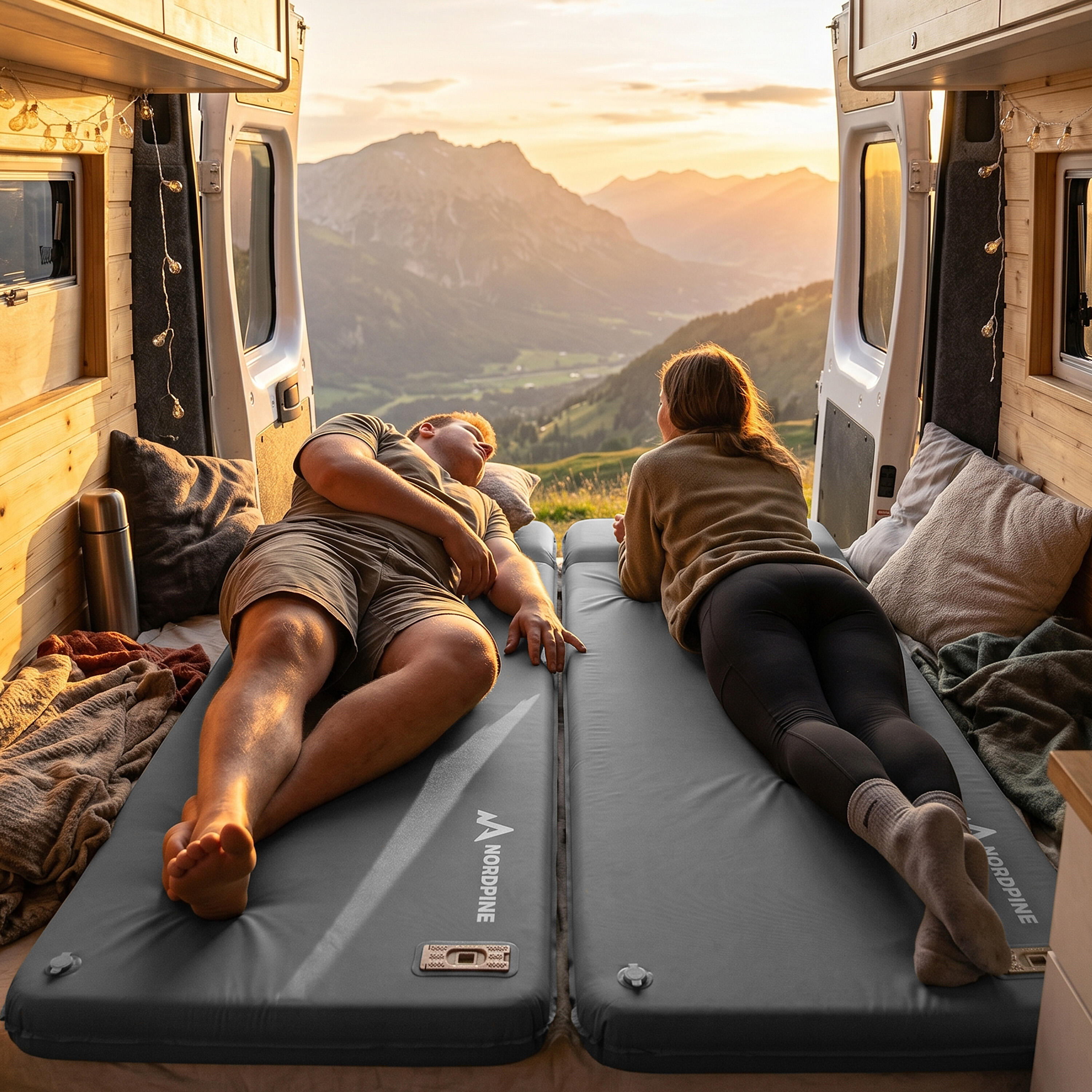 Zelfopblazende slaapmat met electropomp en memory foam voor camping 8/8