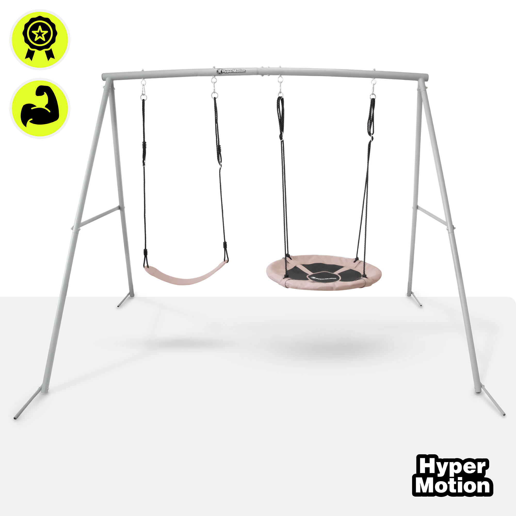 Balanço de Jardim Duplo com Ninho e Assento Max 200kg Dim 235x172x183cm Cinza 7/7