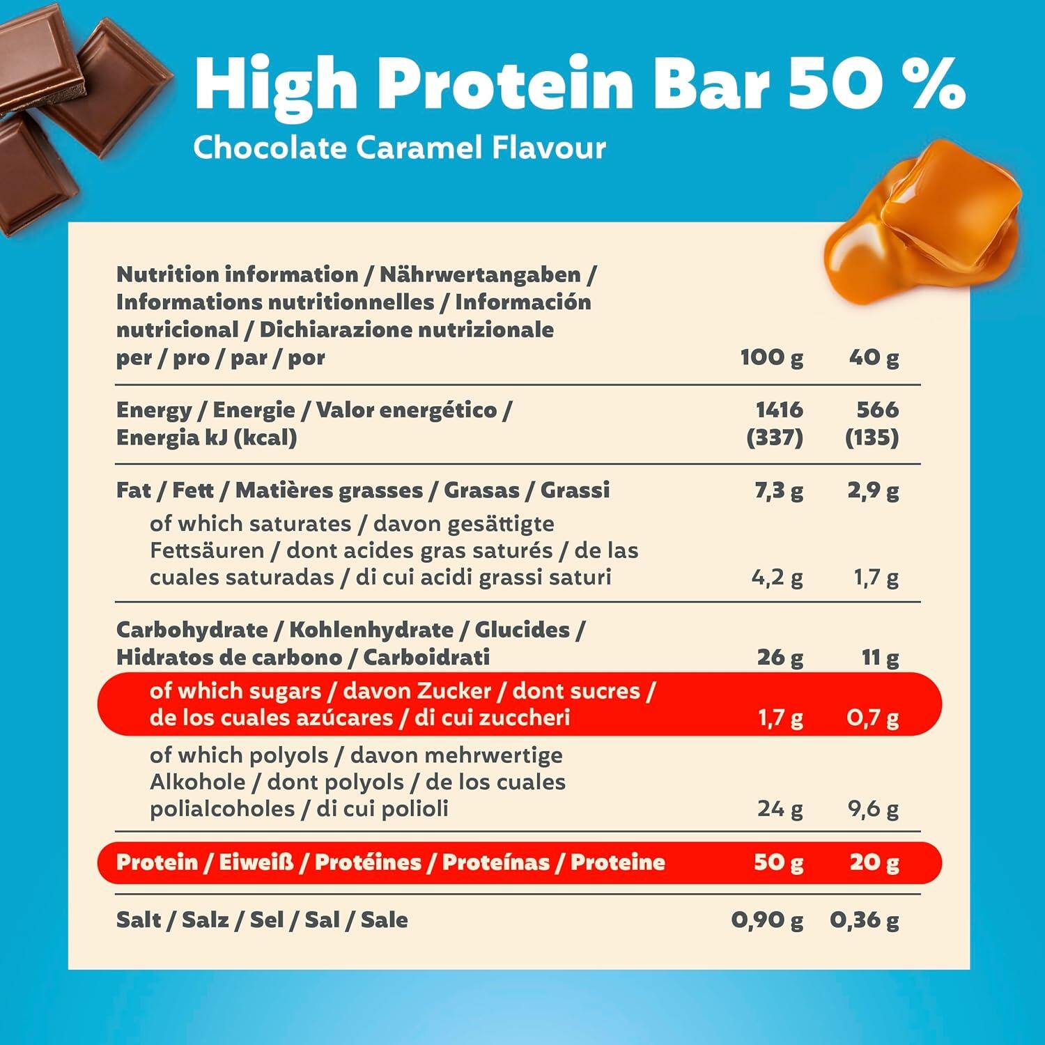 16x 40g Energieriegel High Protein Bar 50% Chocolate Caramel 4/4