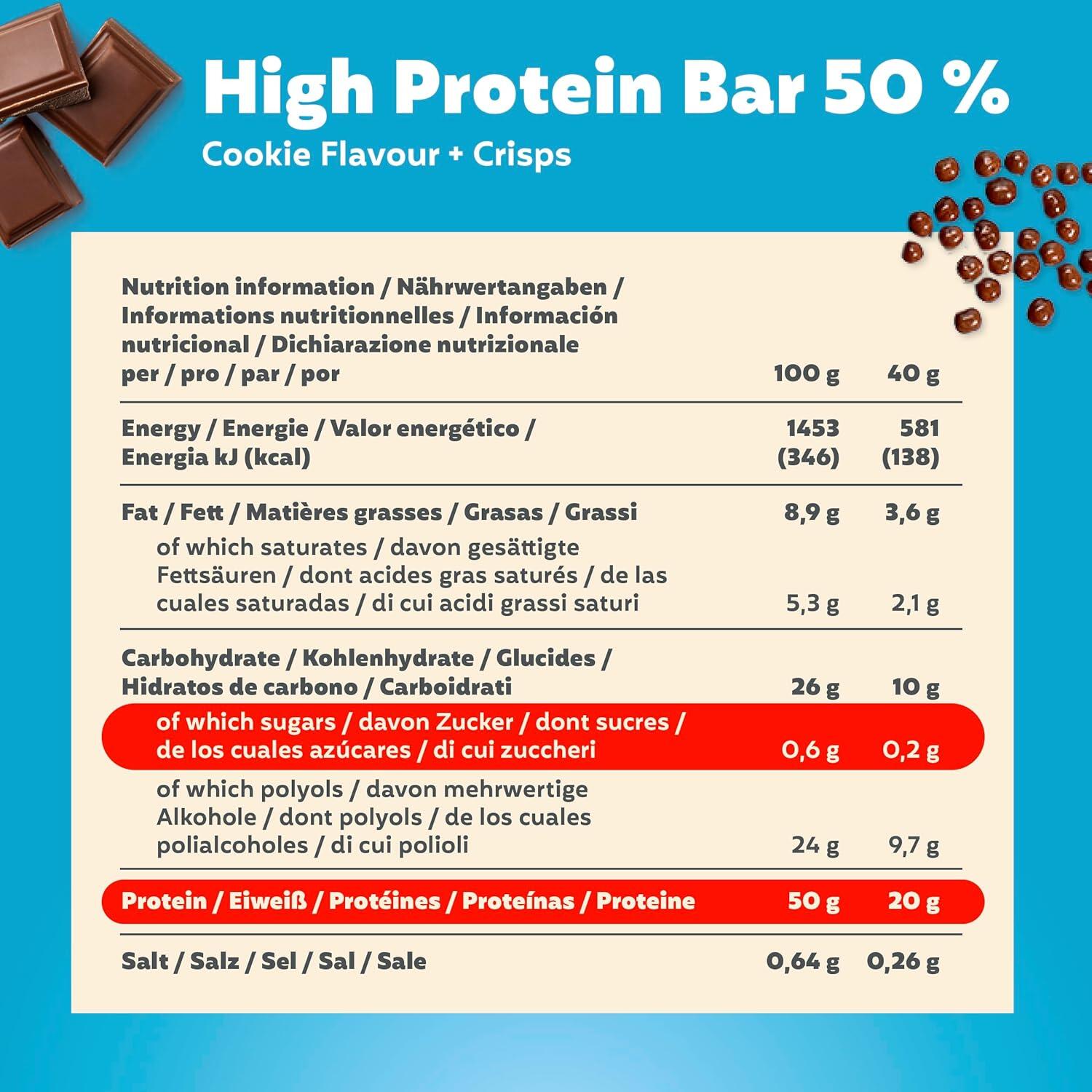 16x40g Energieriegel High Protein Bar 50% Cookie Crispie 5/5