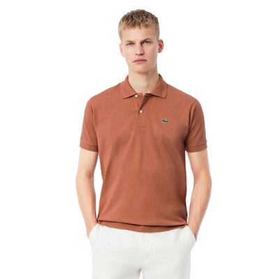 Maglietta Polo Classico Piqué Uomo Lacoste L.12.12 Original Marrone Chiaro