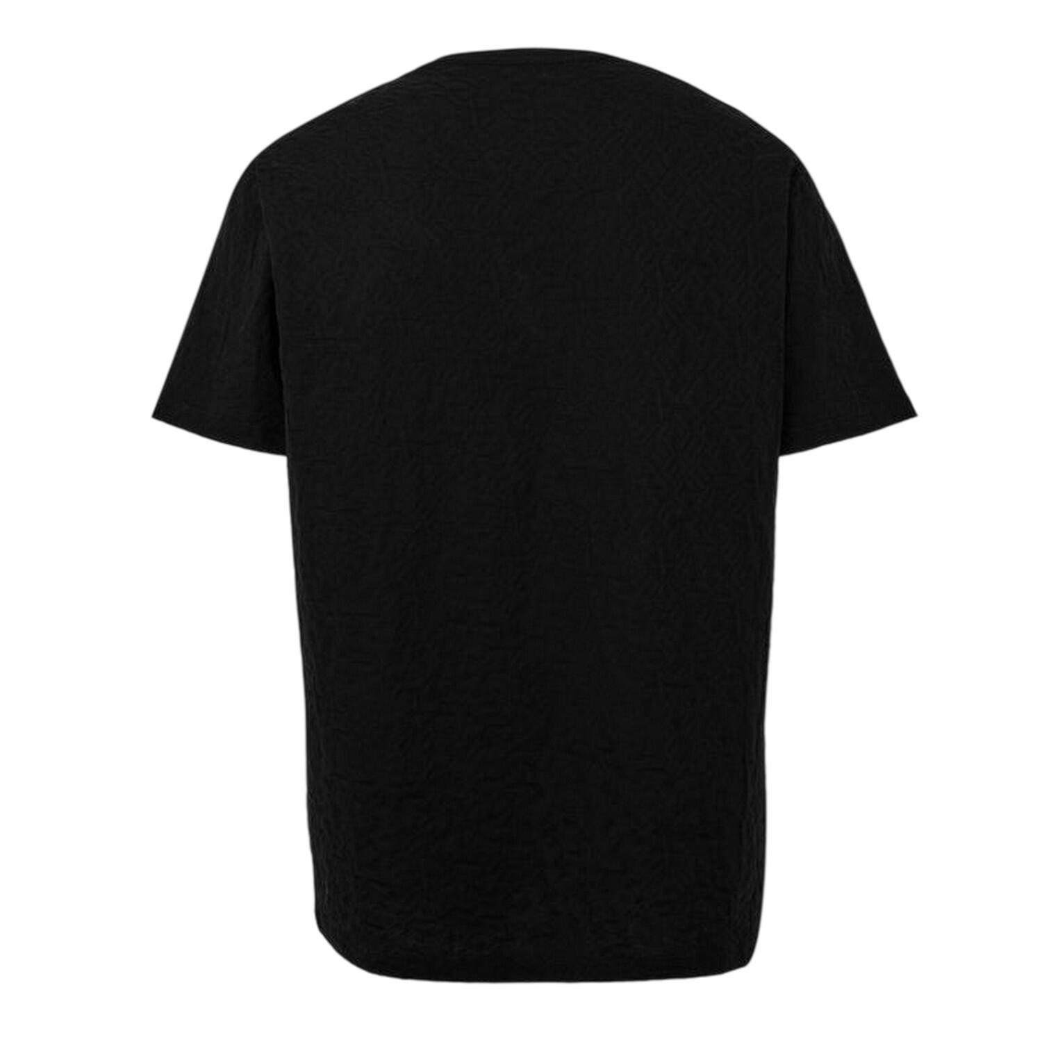 Heren Textured Crew Neck Regular Tshirt (Zwart) 3/3