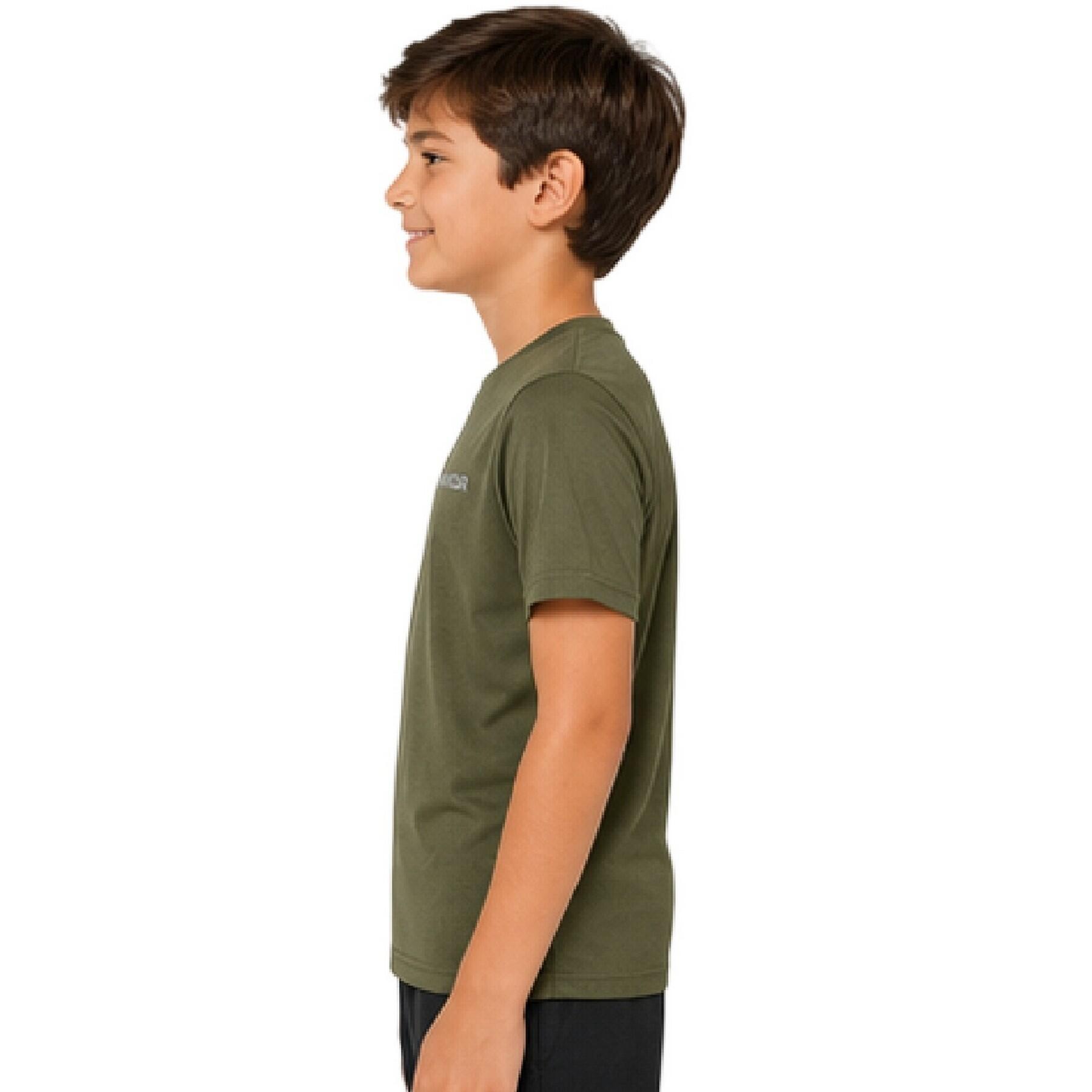 Tshirt Motif/style Texte Du Symbole Enfant (Vert Olive) 3/4