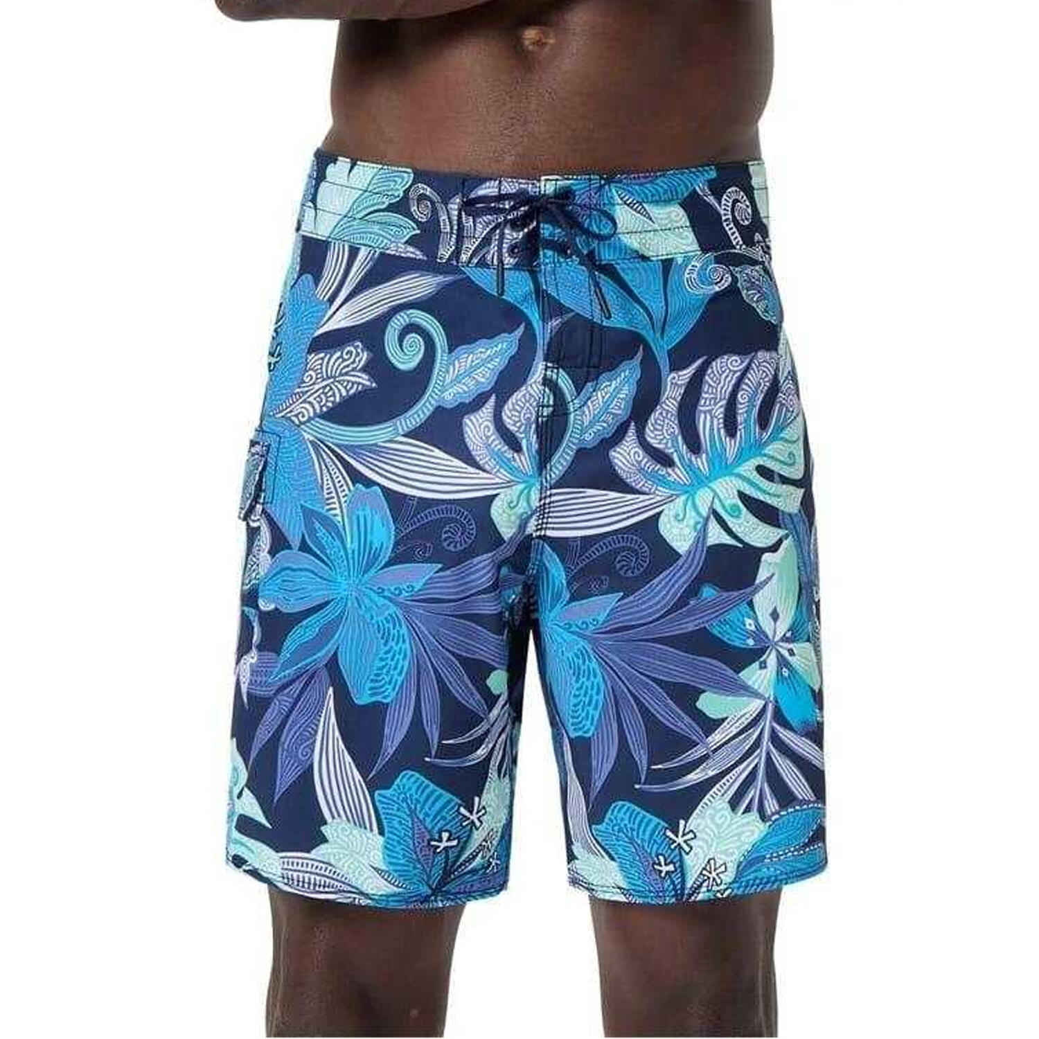 Boardshort À Taille Élastiquée Motif/style Floral Homme (Bleu Imprimé) 4/7