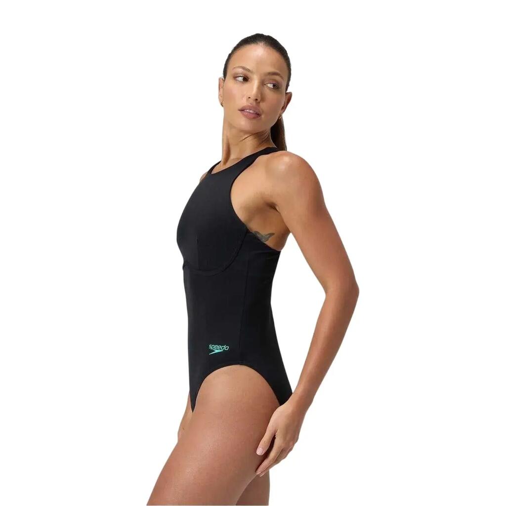 Womens/Ladies Racer One Piece Swimsuit (Anthracite)