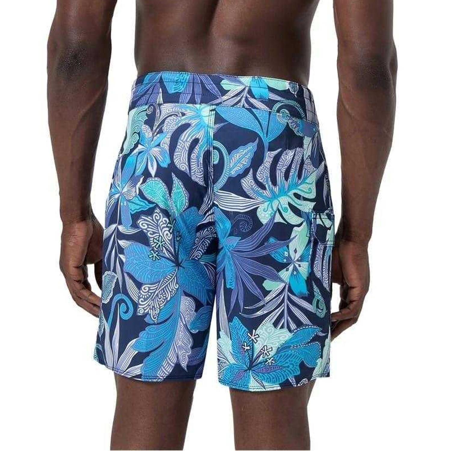 Boardshort À Taille Élastiquée Motif/style Floral Homme (Bleu Imprimé) 3/7