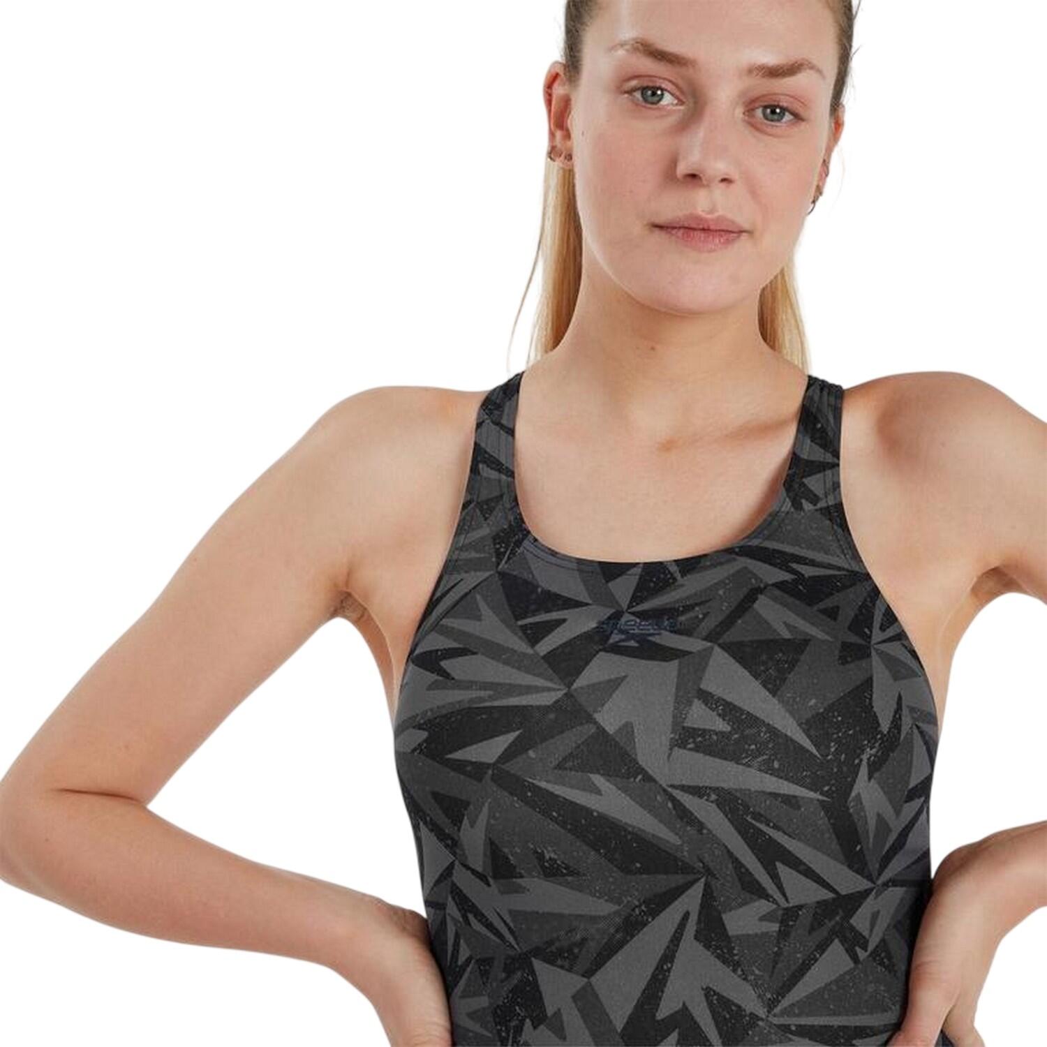 Bañador Entero de Una Pieza Hyper Boom Allover Medalist para Mujer Negro, Gris 4/5