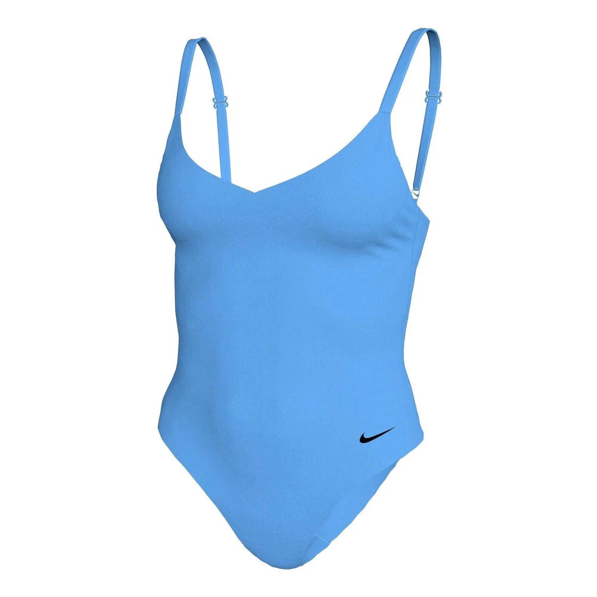 Costume Da Bagno Intero Scollo A V Donna Nike Blu 3/4