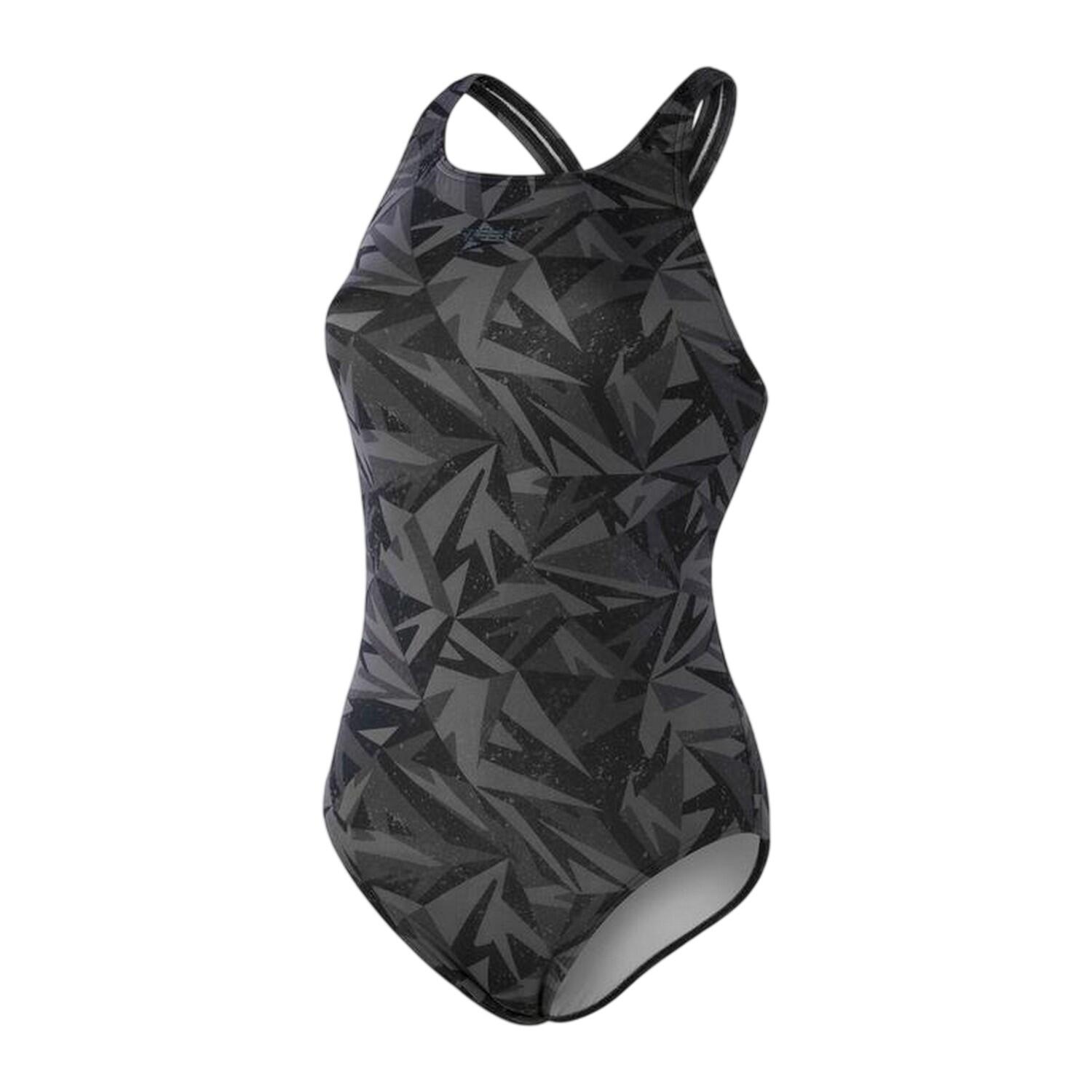 Bañador Entero de Una Pieza Hyper Boom Allover Medalist para Mujer Negro, Gris 2/5