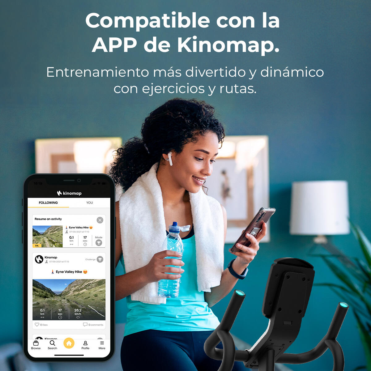 Cecotec Bicicleta indoor de resistência combinada: ar e magnética. APP. Suporte 3/7