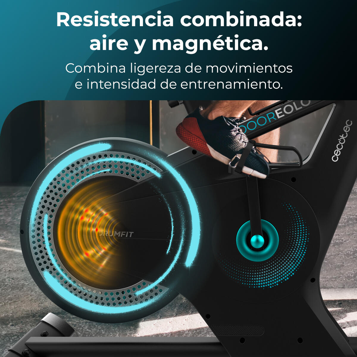 Cecotec Bicicleta indoor de resistência combinada: ar e magnética. APP. Suporte 2/7
