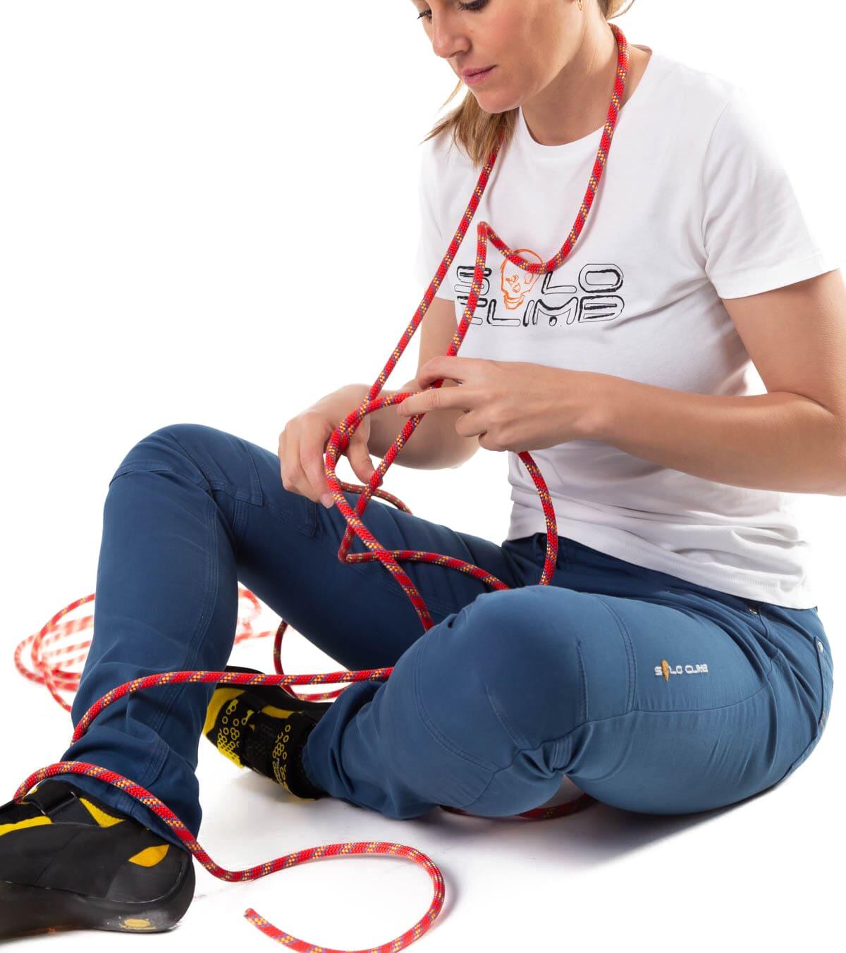 Pantalón Vaquero de Escalada y Montaña Ligero y Elástico Pinto Mujer Azul 5/6