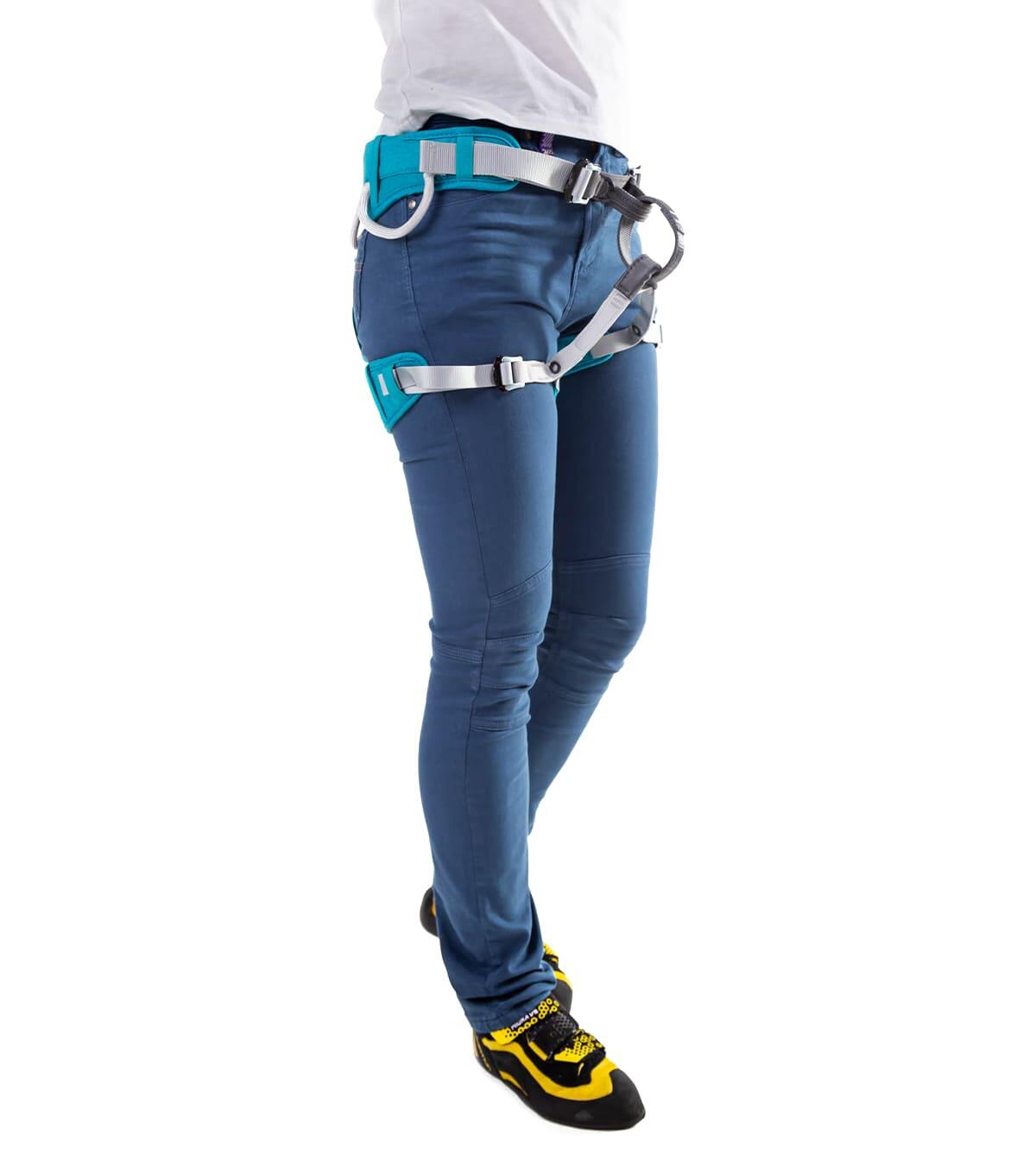 Pantalón Vaquero de Escalada y Montaña Ligero y Elástico Pinto Mujer Azul 4/6
