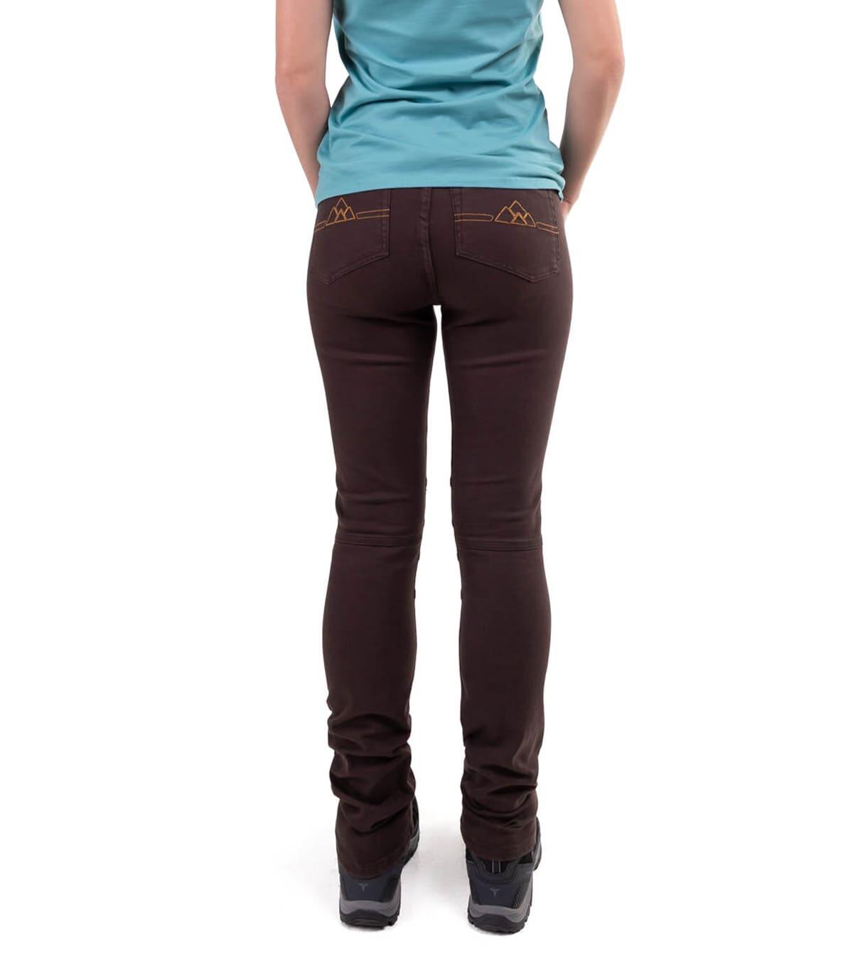 Pantalón Vaquero de Escalada y Montaña Ligero y Elástico Pinto Mujer Marrón 4/6