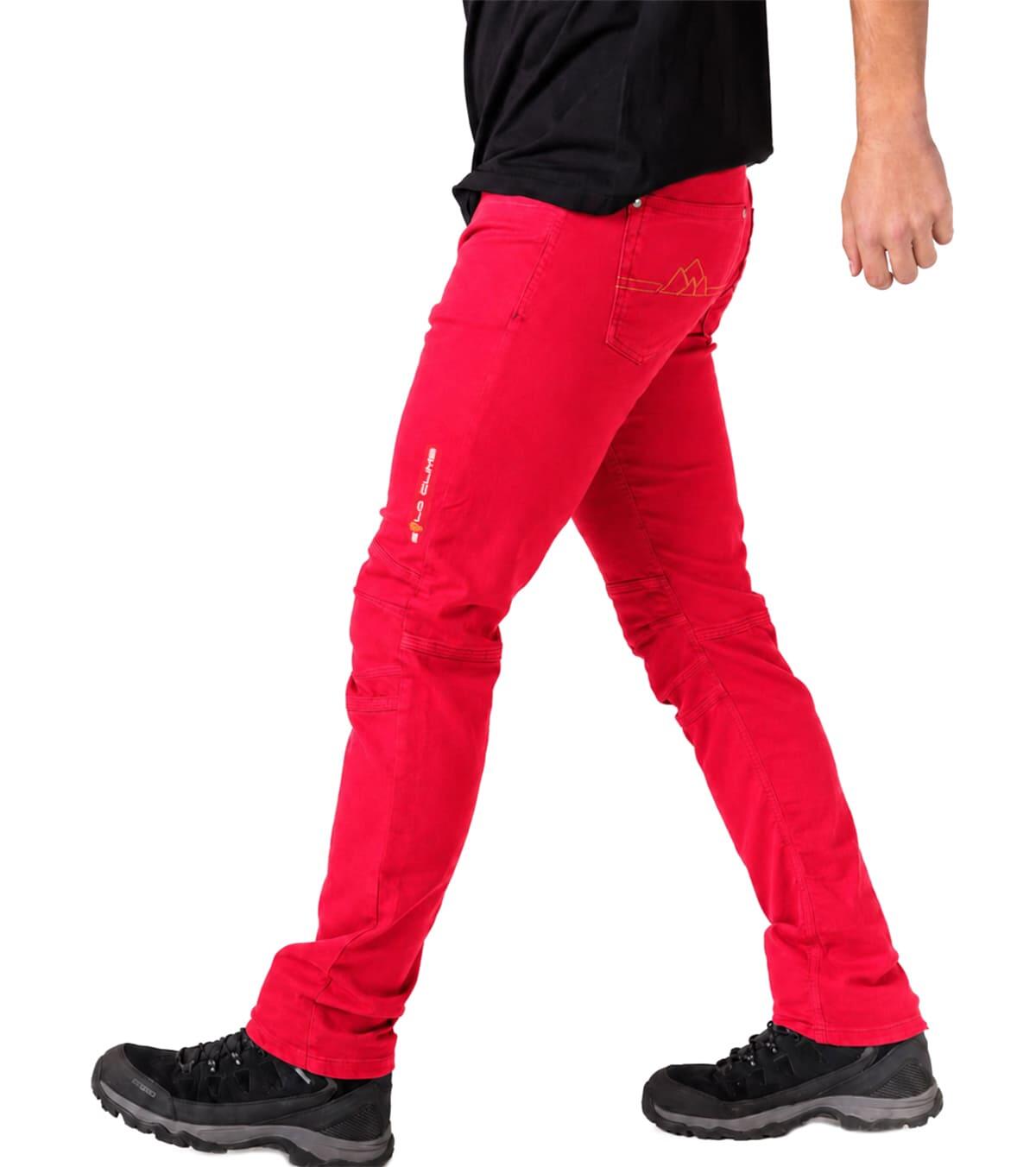 Pantalón Vaquero de Escalada y Montaña Ligero y Elástico Pinto Hombre Rojo 5/5
