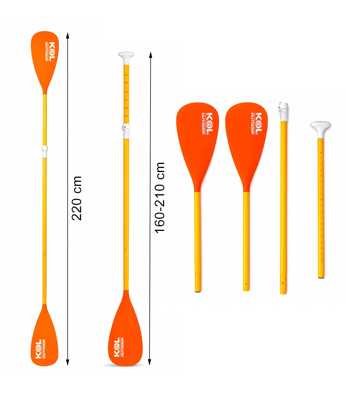Pagaia SUP & Caiaque 2-em-1 Alumínio 4 Partes 165-215 cm Mango Fluo 3/5
