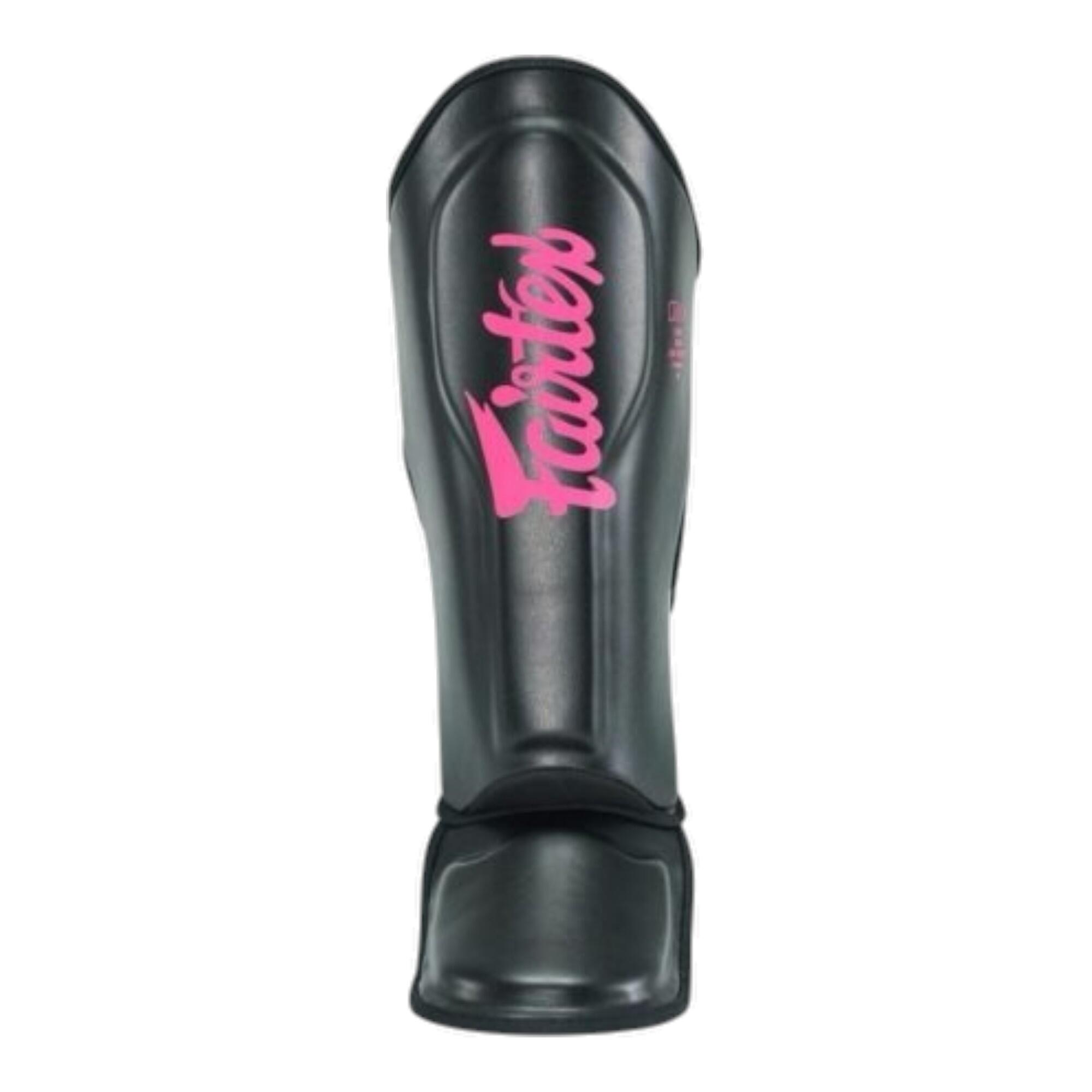 Espinilleras Kick Boxing/Muay Thai Fairtex Booster SG Black/Pink unisex 2/3