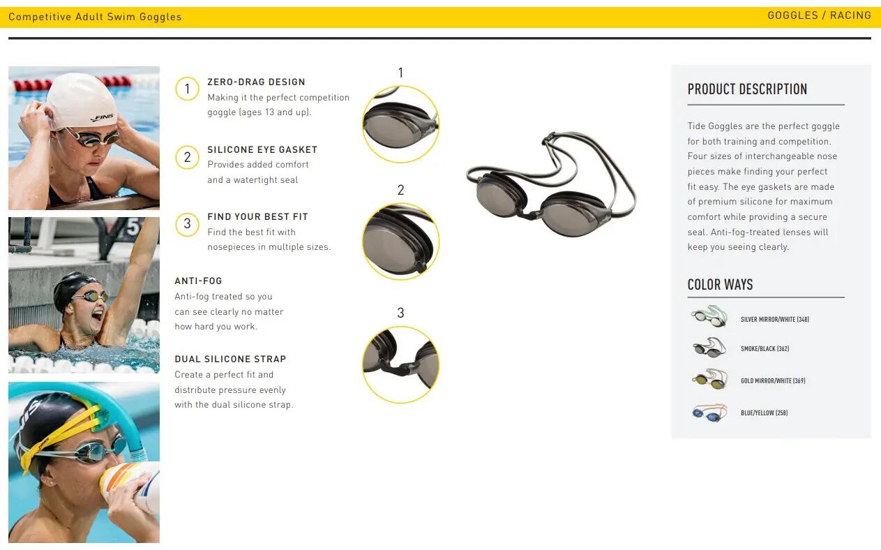 FINIS TIDE GOGGLES – VERSENY ÚSZÓSZEMÜVEG 4/4