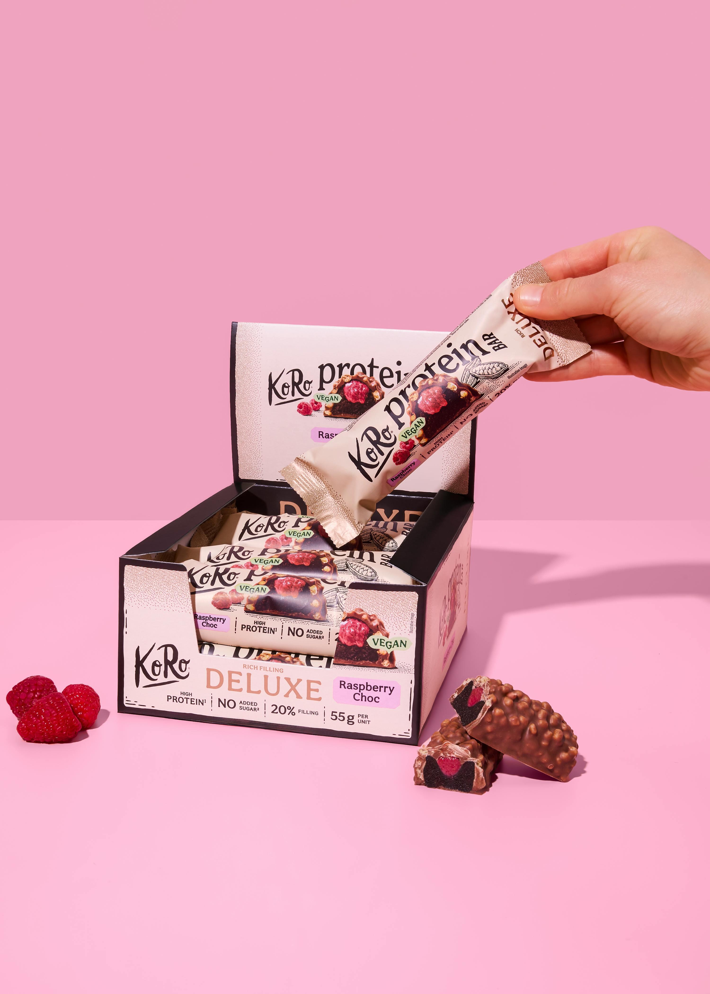 Barretta proteica vegan deluxe con lamponi e cioccolato | 12 x 55 g 4/7