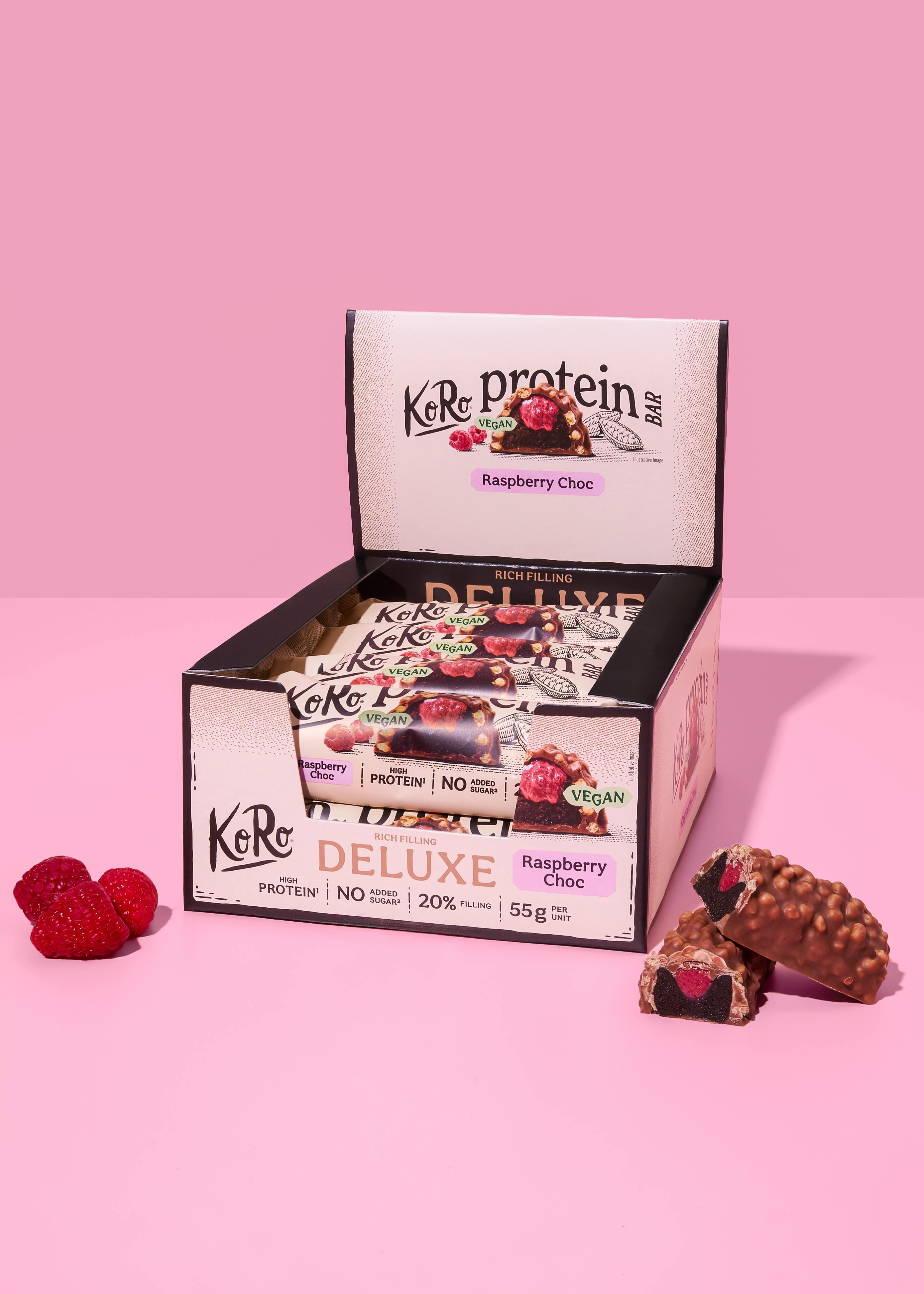 Barretta proteica vegan deluxe con lamponi e cioccolato | 12 x 55 g 2/7