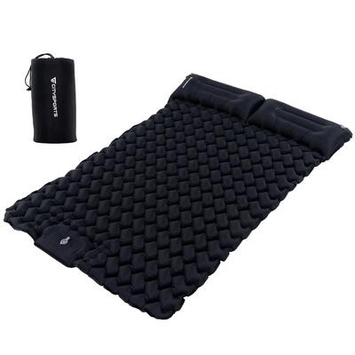 Opblaasbare kampeermatras voor 2 personen, 202 x 130 cm, ingebouwde voetpomp