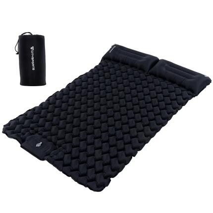 Opblaasbare kampeermatras voor 2 personen, 202 x 130 cm, ingebouwde voetpomp