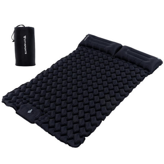 Opblaasbare kampeermatras voor 2 personen, 202 x 130 cm, ingebouwde voetpomp