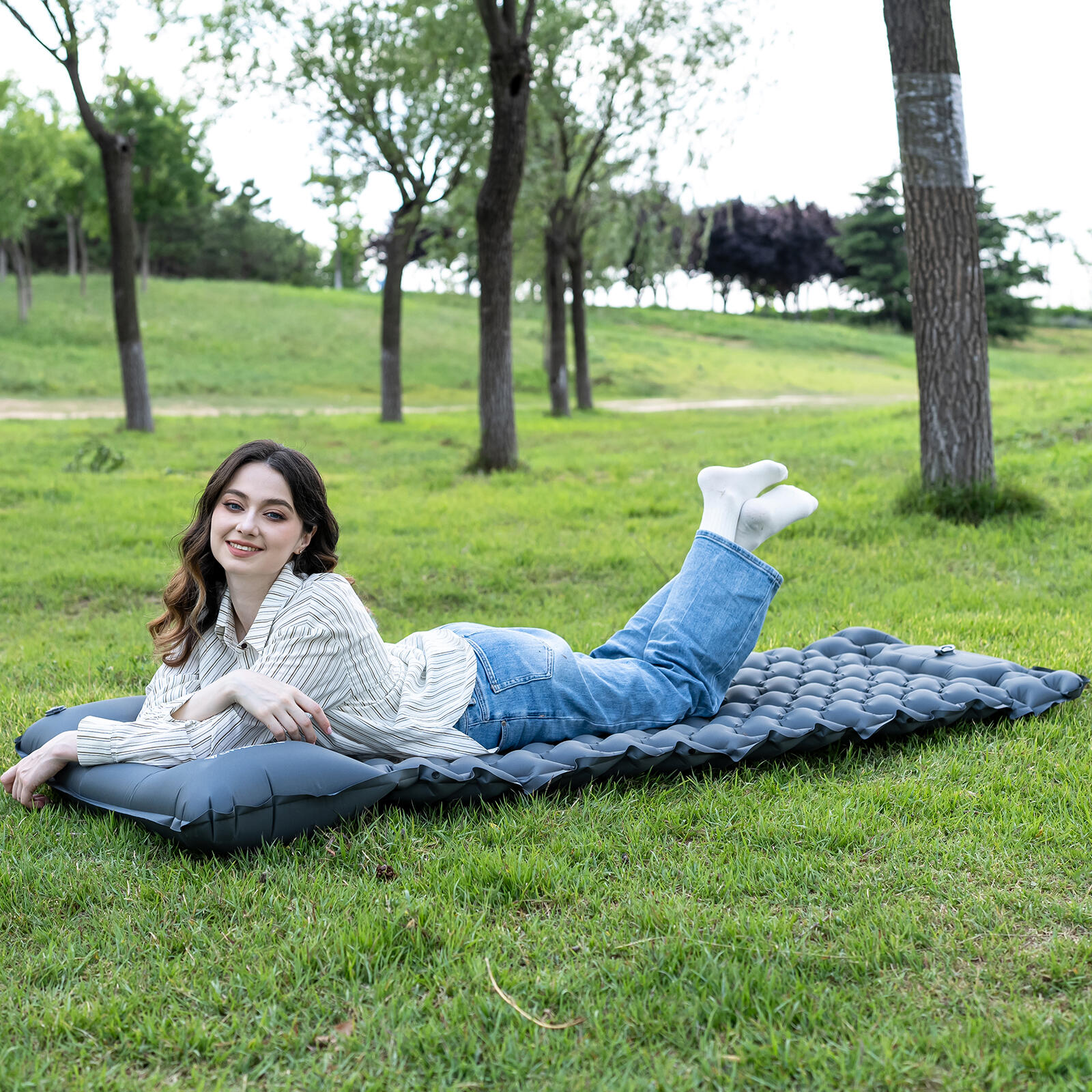Matelas gonflable, Matelas de Camping, avec pompe à pied intégrée 6/7