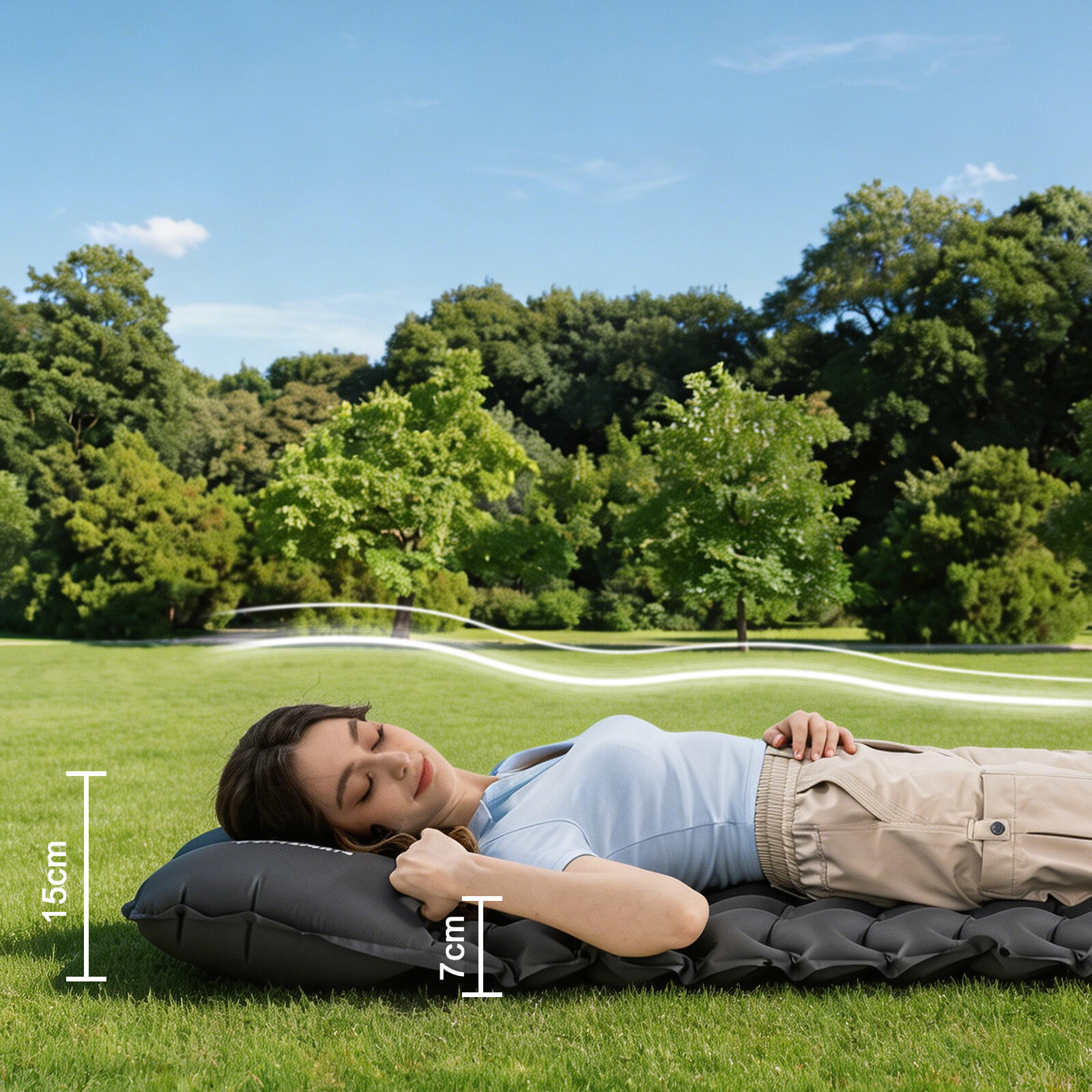 Matelas gonflable, Matelas de Camping, avec pompe à pied intégrée 3/7