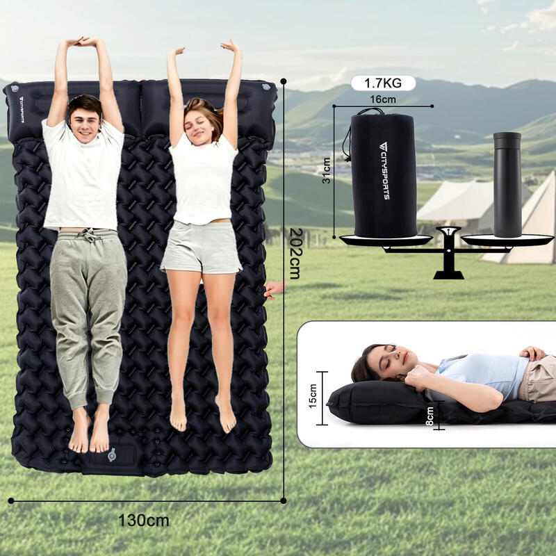 Saltea gonflabilă de camping pentru 2 persoane, 202 x 130 cm