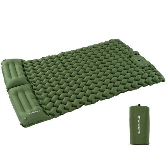Opblaasbare kampeermatras voor 2 personen, 202 x 130 cm, ingebouwde voetpomp