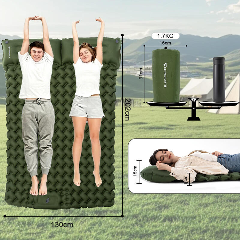 Saltea gonflabilă de camping pentru 2 persoane, 202 x 130 cm