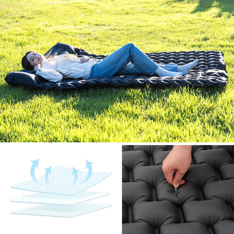 Saltea gonflabilă de camping pentru 2 persoane, 202 x 130 cm