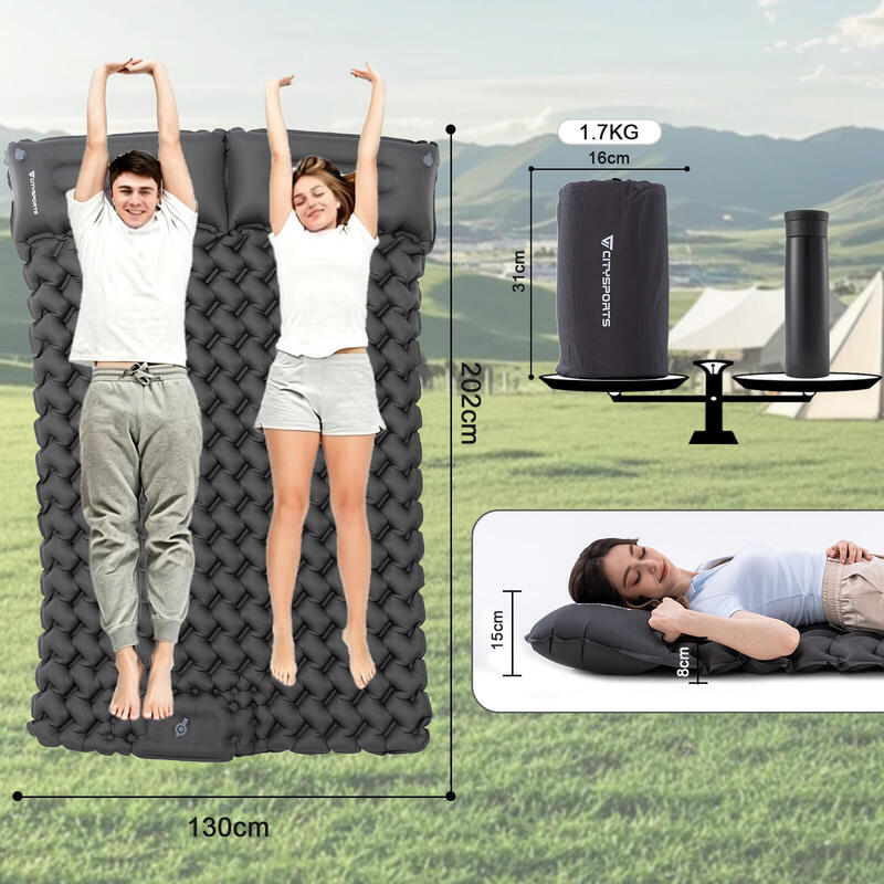 Saltea gonflabilă de camping pentru 2 persoane, 202 x 130 cm