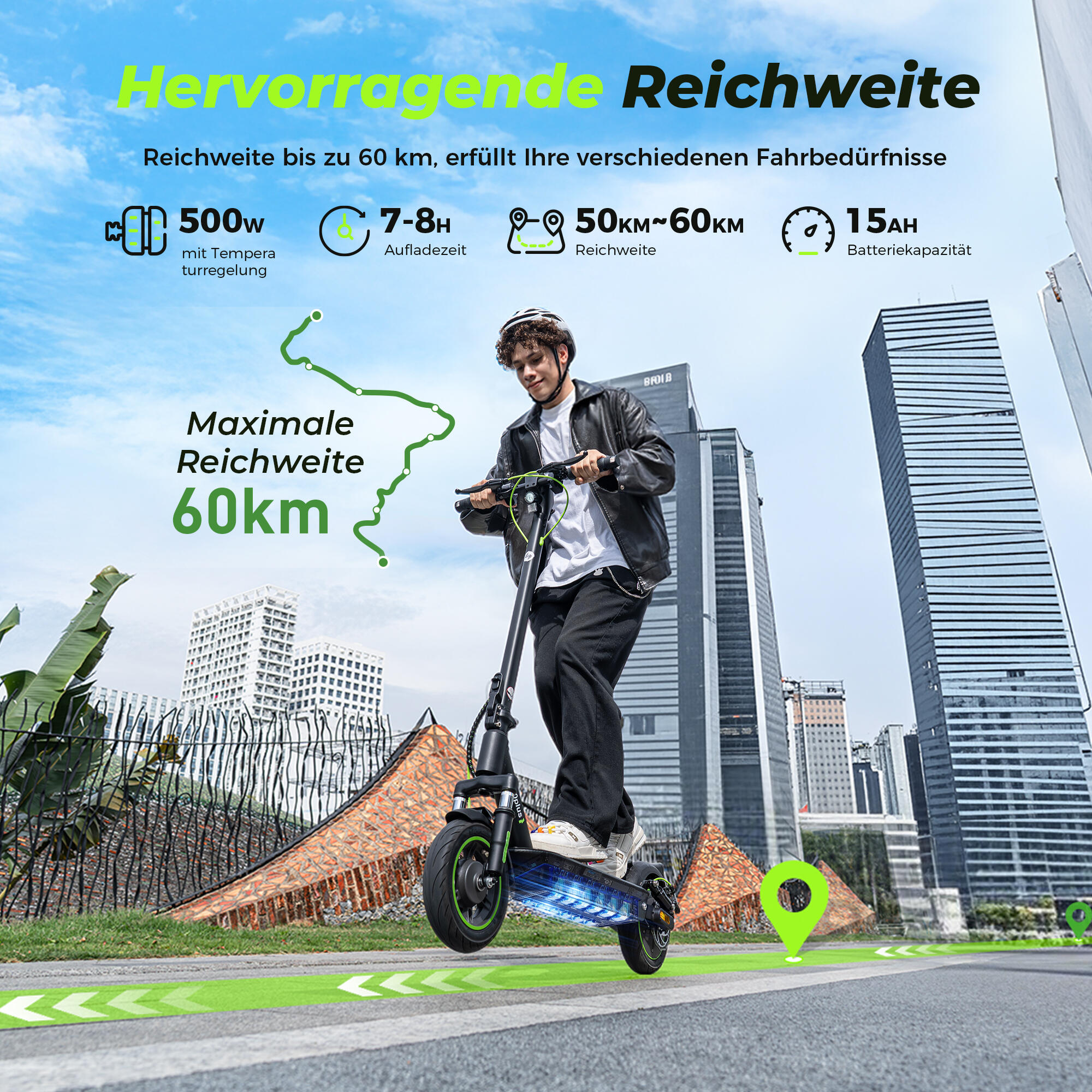 Trottinette électrique Isinwheel S10 Plus ABE avec pneus de 10 pouces et LED 3/9