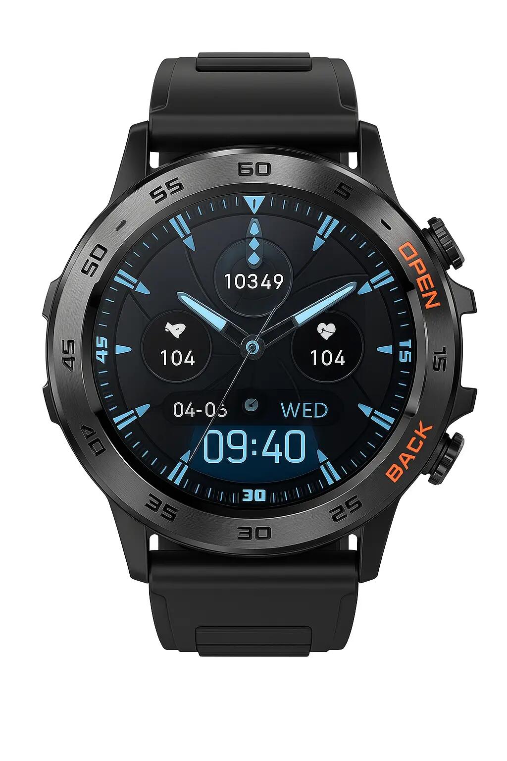 Smart Fitness Watch Sports Fitness Tracker Watch -Silicone Black