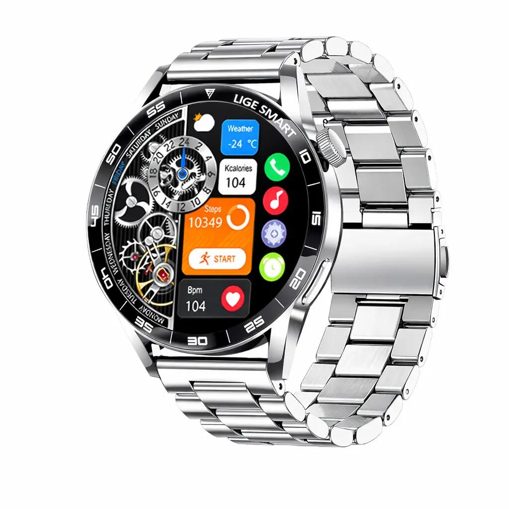 Smart Watch 1.38" Bluetooth Call Waterproof Fitness Tracker Heart Rate Monitor