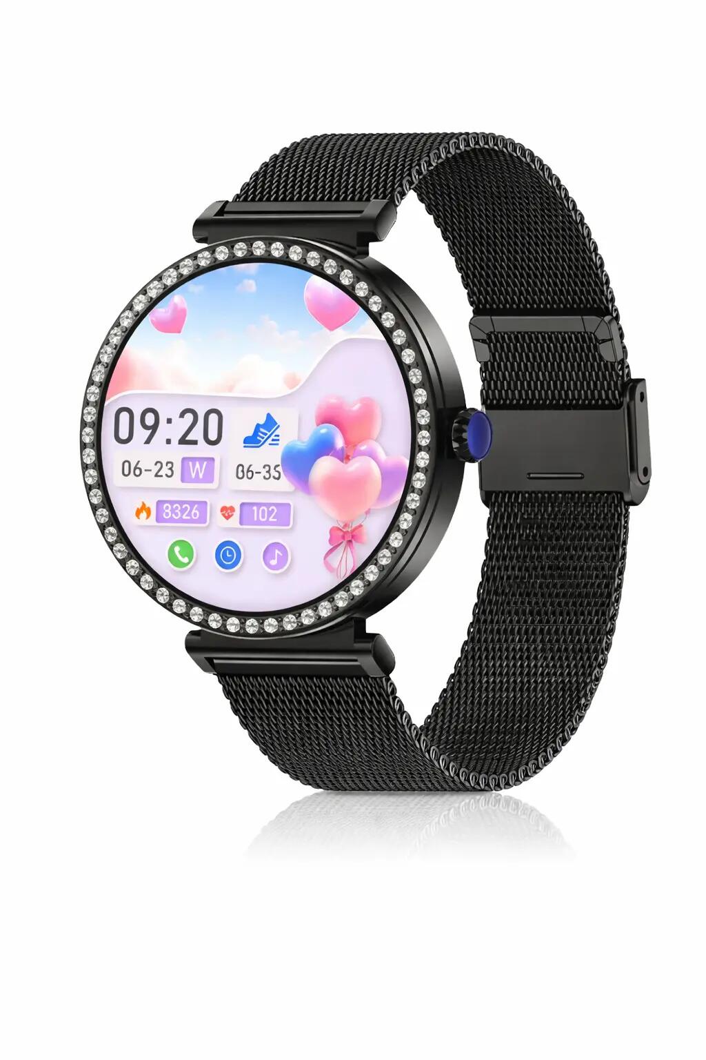 GPS Smart Watch for Women Fitness Tracker Heart Rate Voice Call Diamond Design