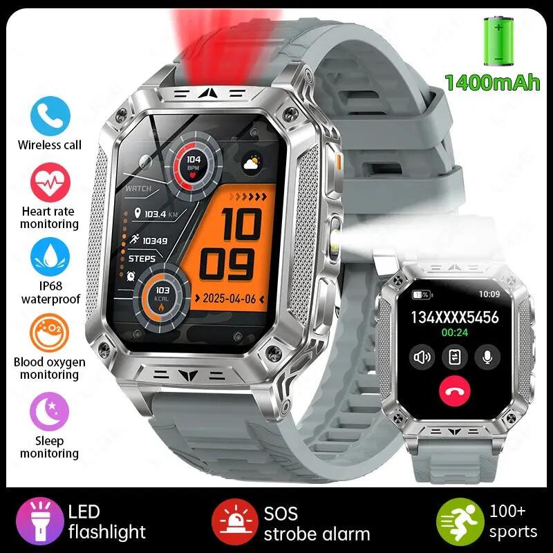 Smart Watch Men 1400mAh Battery Outdoor Fitness Tracker IP68 Waterproof