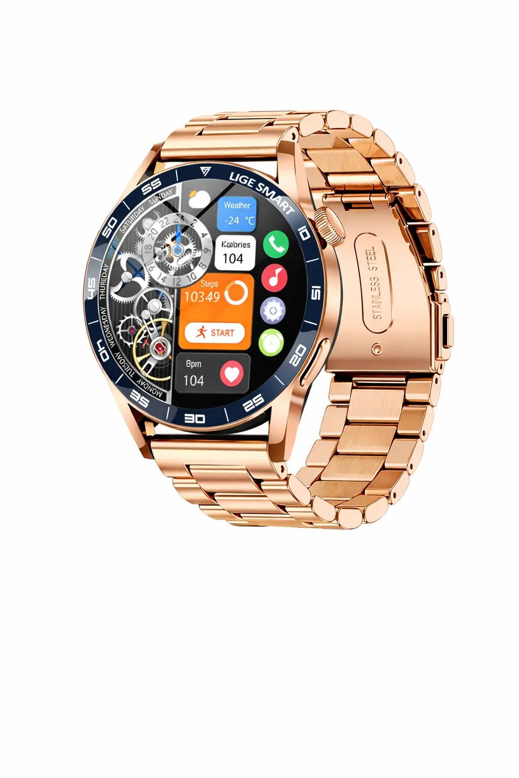 Smart Watch 1.38" Bluetooth Call Waterproof Fitness Tracker Heart Rate Monitor