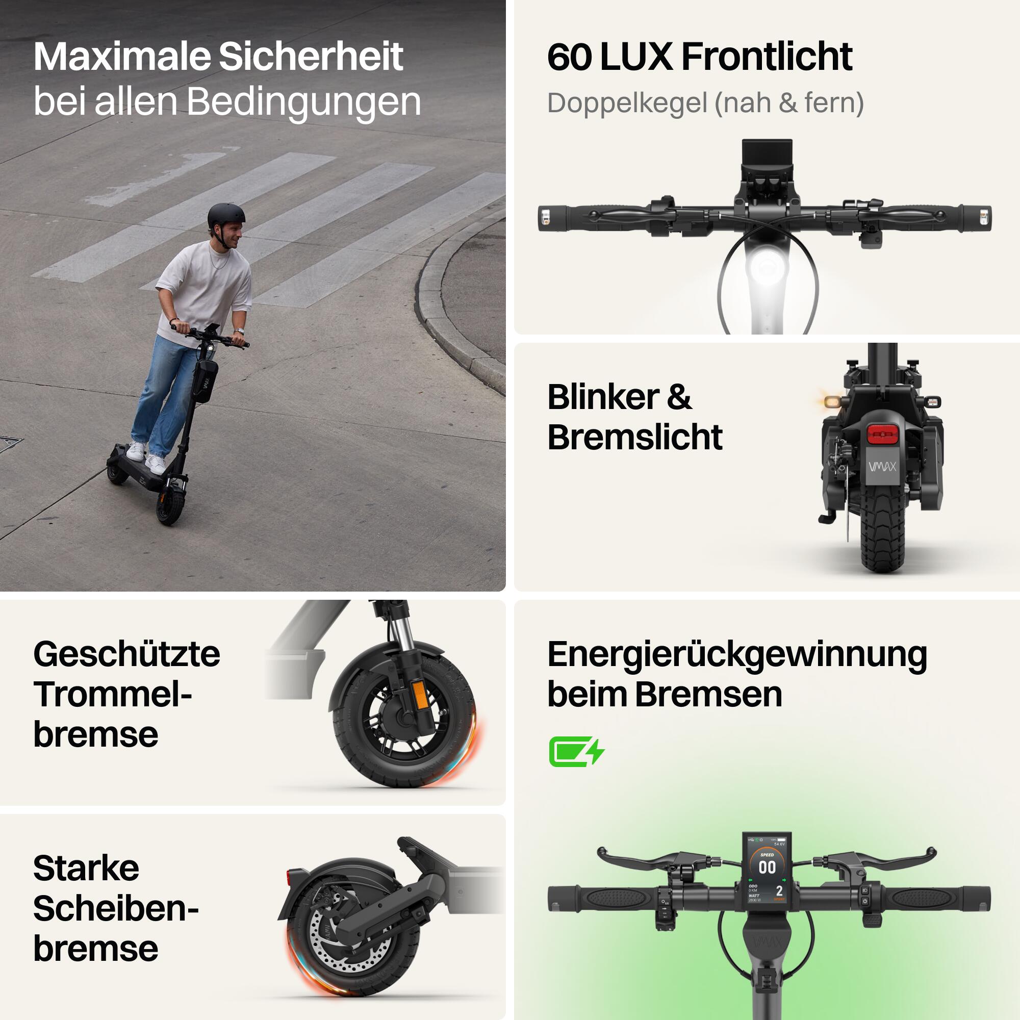 NEW VX4 , E-Scooter mit Straßenzulassung, mit Blinkern, vollgefedert 6/8