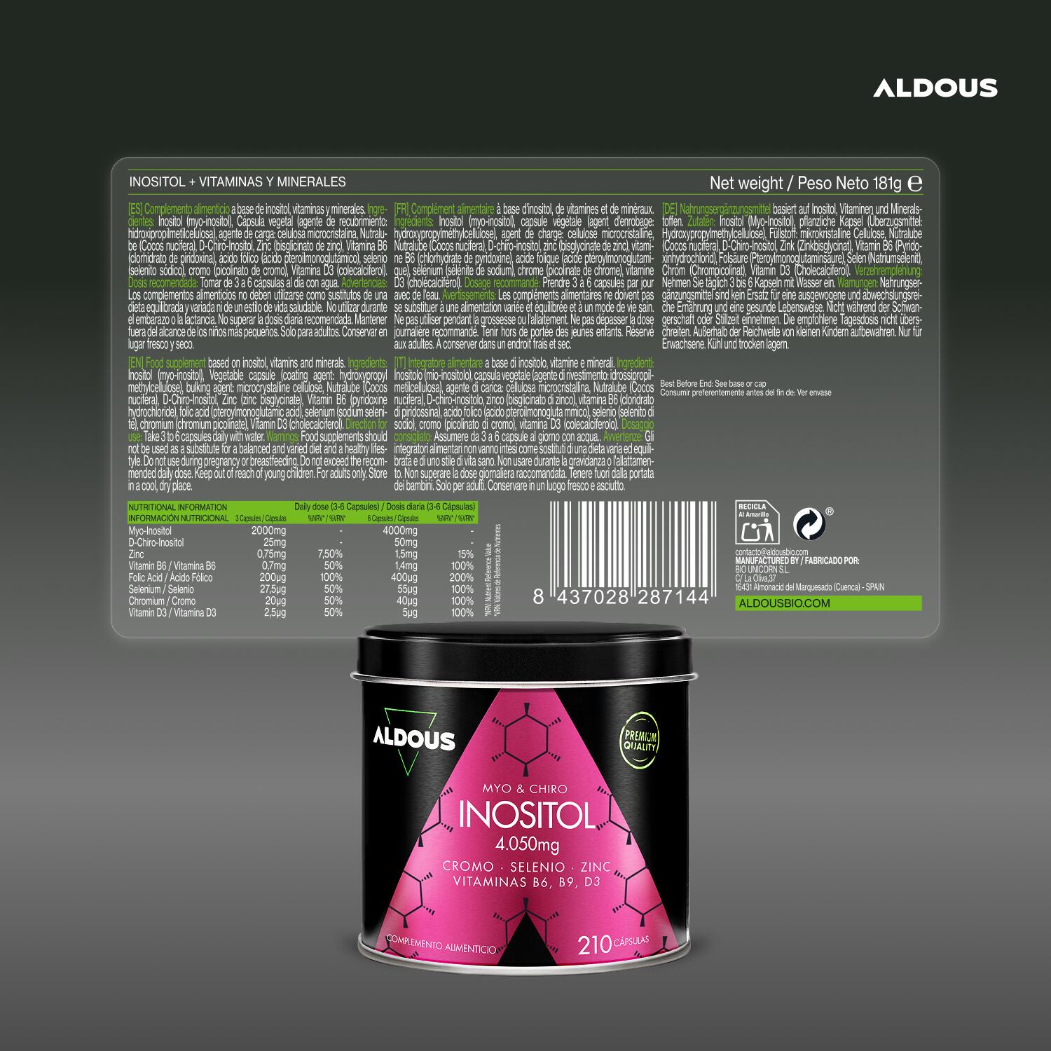 Myo Inositol + D-Chiro Inositol  - 210 Cápsulas - Balance Hormonal Femenino 5/6