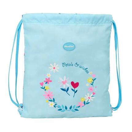 Sac de sport enfant Blackfit8 Petals avec cordons de serrage et poche, bleu