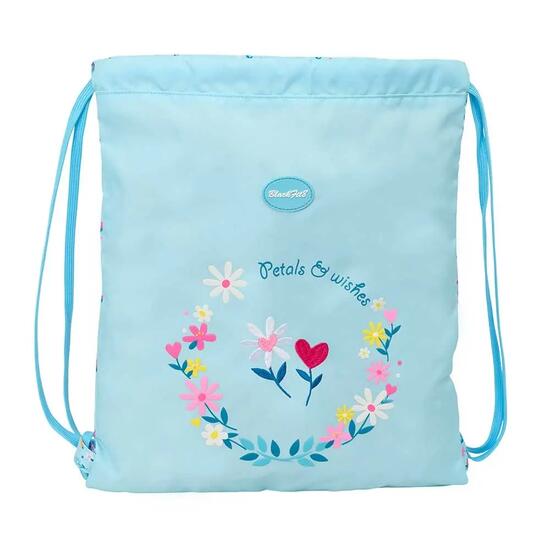 Sac de sport enfant Blackfit8 Petals avec cordons de serrage et poche, bleu