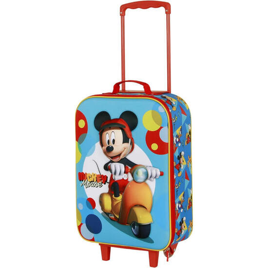 Valise à roulettes Mickey Mouse pour enfants avec relief 3D et poignée