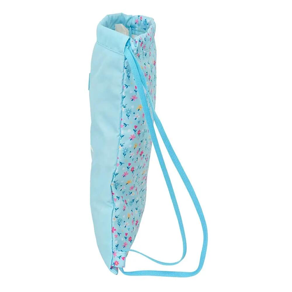 Borsa sportiva per bambini Blackfit8 Petals con coulisse e tasca, blu 3/7