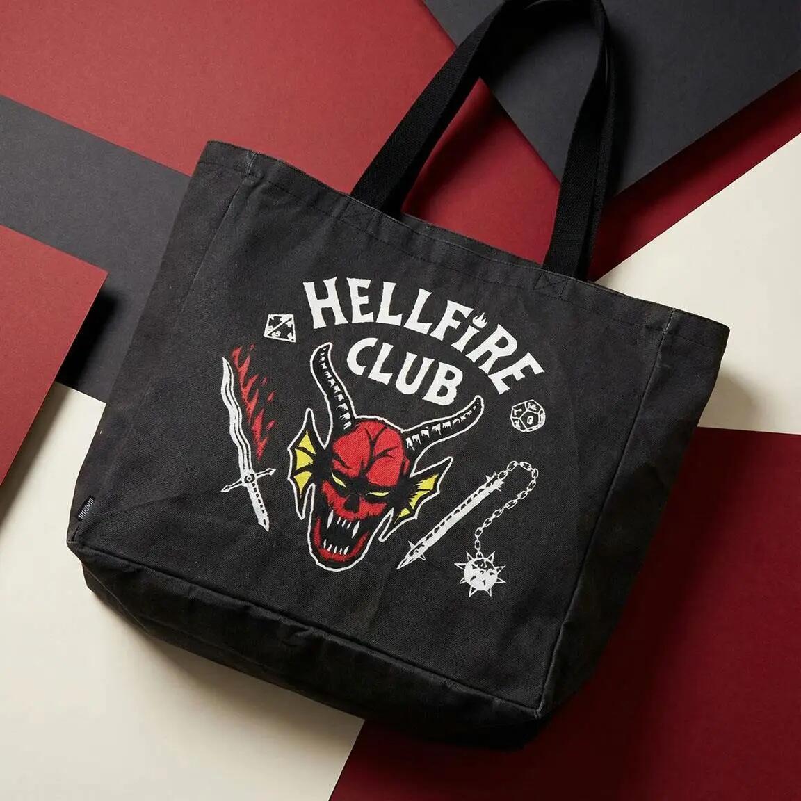 Sacola de compras tamanho XL para adultos Stranger Things Hellfire Club, preta 4/6