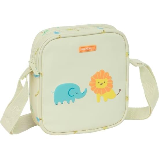 Sac bandoulière enfant style jungle, beige, avec bandoulière ajustable